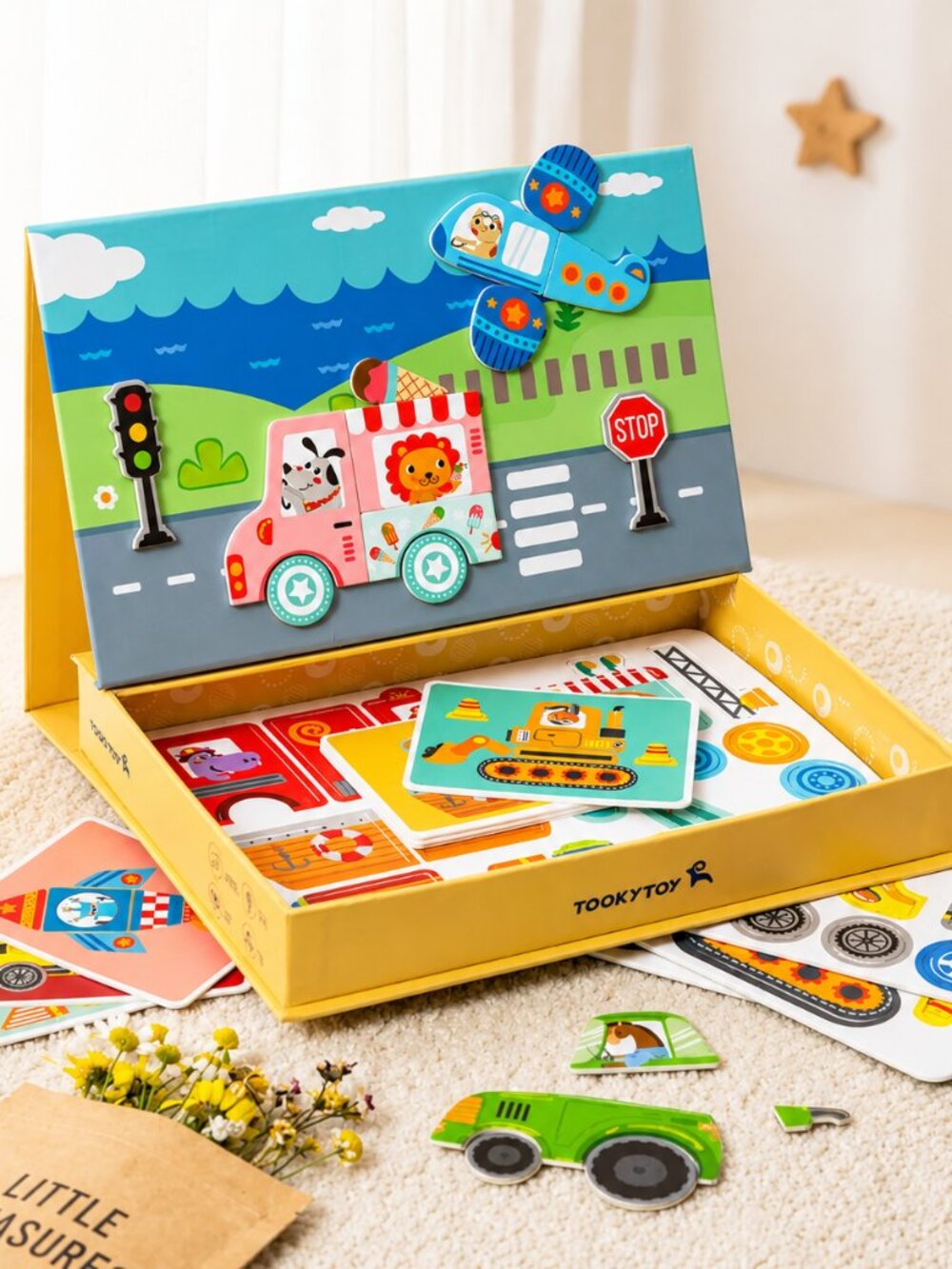 Montessori Magnetic Transportation Matching Toy Cars Trucks Kids Learning Game